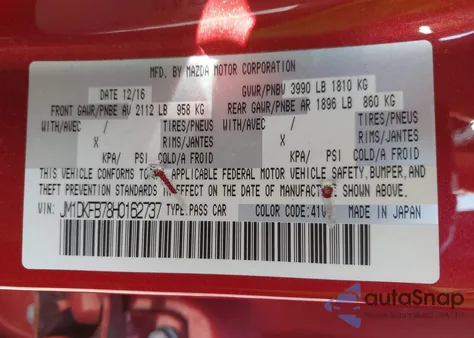 2017 Mazda Cx-3 Sport из США, поврежденный, VIN JM1DKFB78H0162737